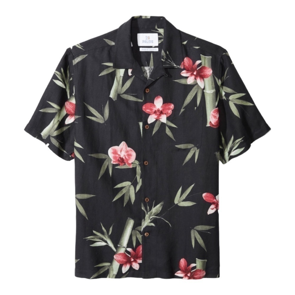 28 Palms Relaxed-Fit Silk/Linen Tropical Hawaiian Shirt NWOT